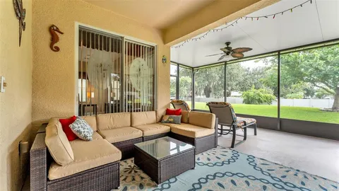 an aerial view of a house with a garden