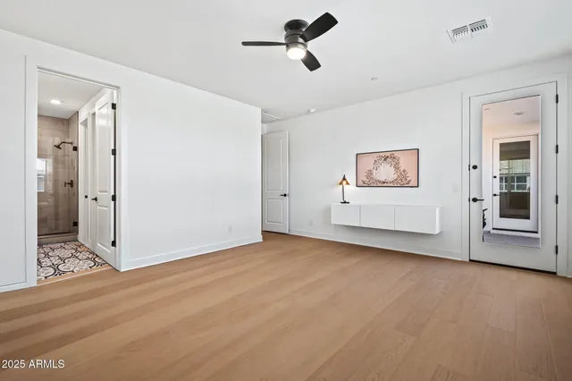 a view of an empty walk in closet