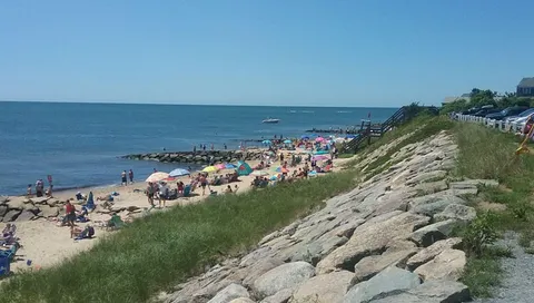 a view of a beach with ocean view