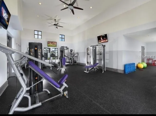 a view of a room with gym equipment