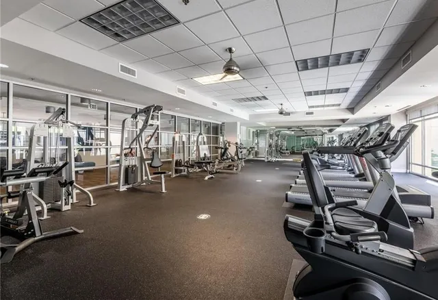a view of a room with gym equipment