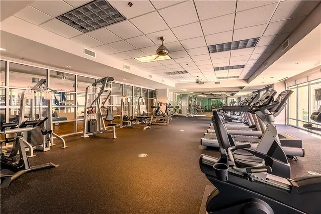 a view of a room with gym equipment