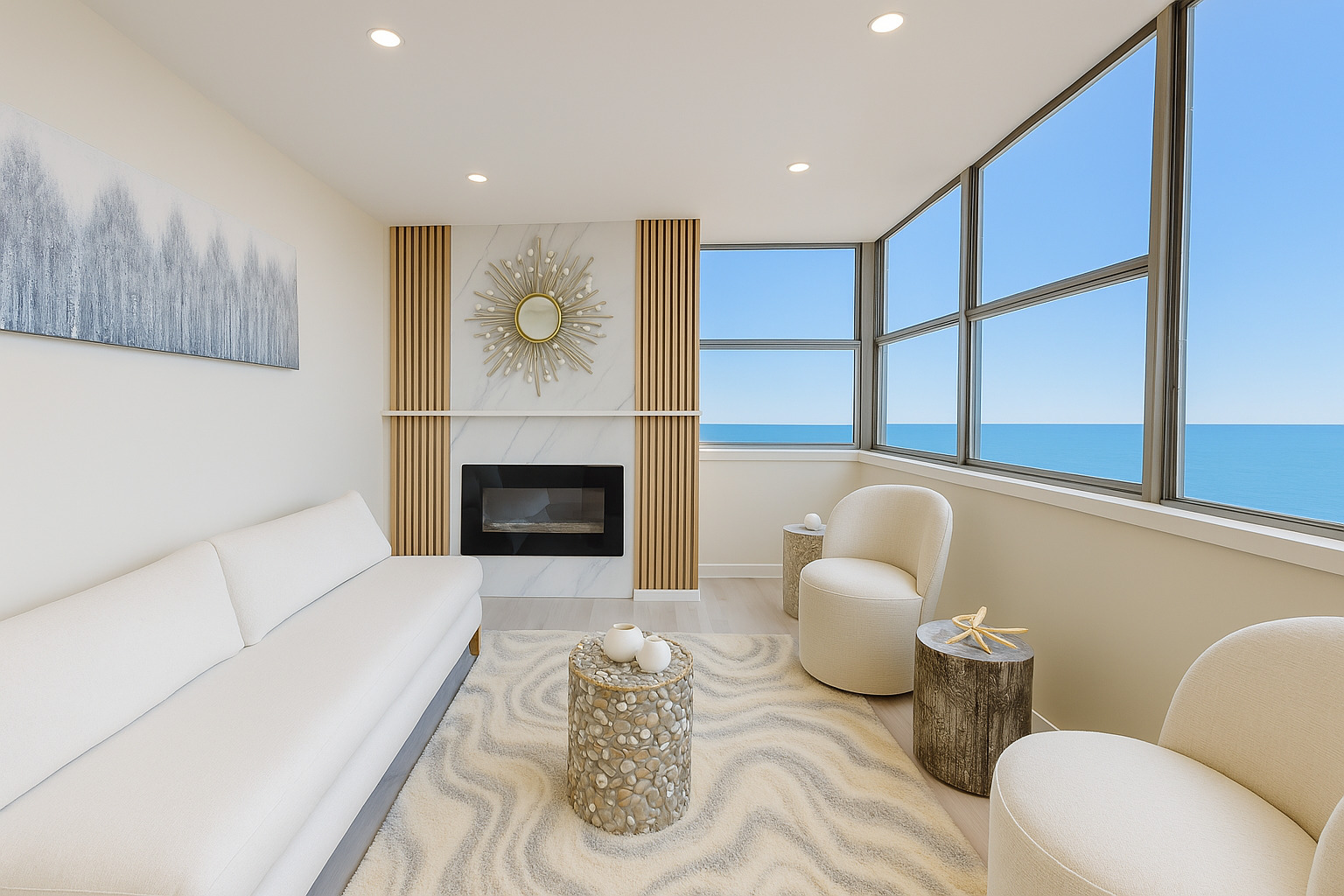 6301 North Sheridan Road, Unit 17G Chicago, IL 60660 - Photo 3 of 14 a living room with furniture and a fireplace