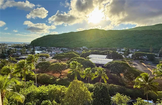 a view of a lake with a mountain
