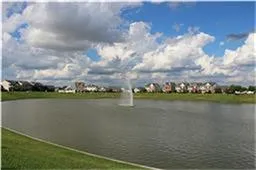 a view of a lake from a yard