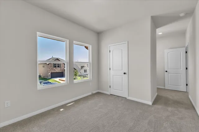 an empty room with windows