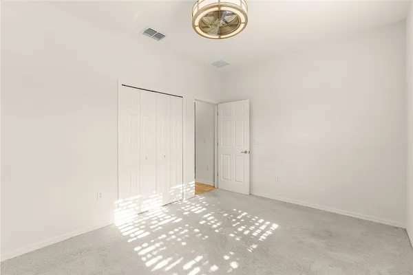 a view of a small space with a window