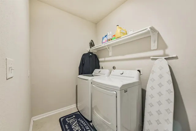 a view of a back yard from a porch