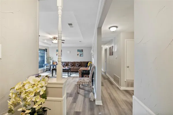 a living room with furniture