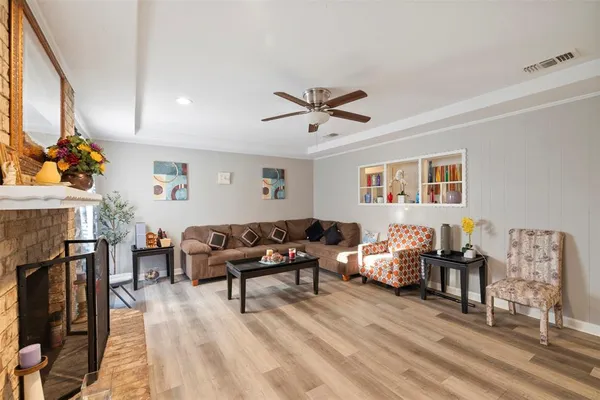 a living room with furniture