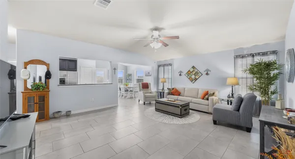 a living room with furniture