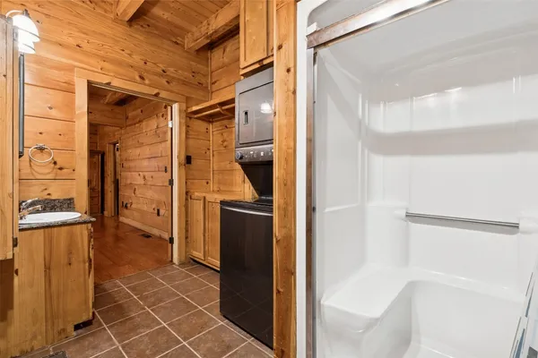 a utility room with closet