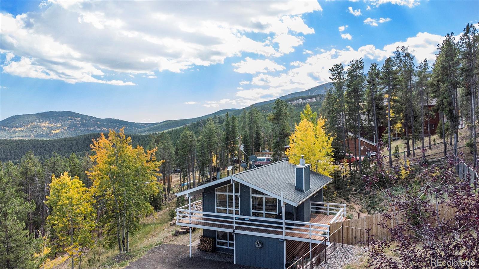 779 Aspen Way Evergreen, CO 80439 - Photo 36 of 49 a view of a house with swimming pool and sitting area