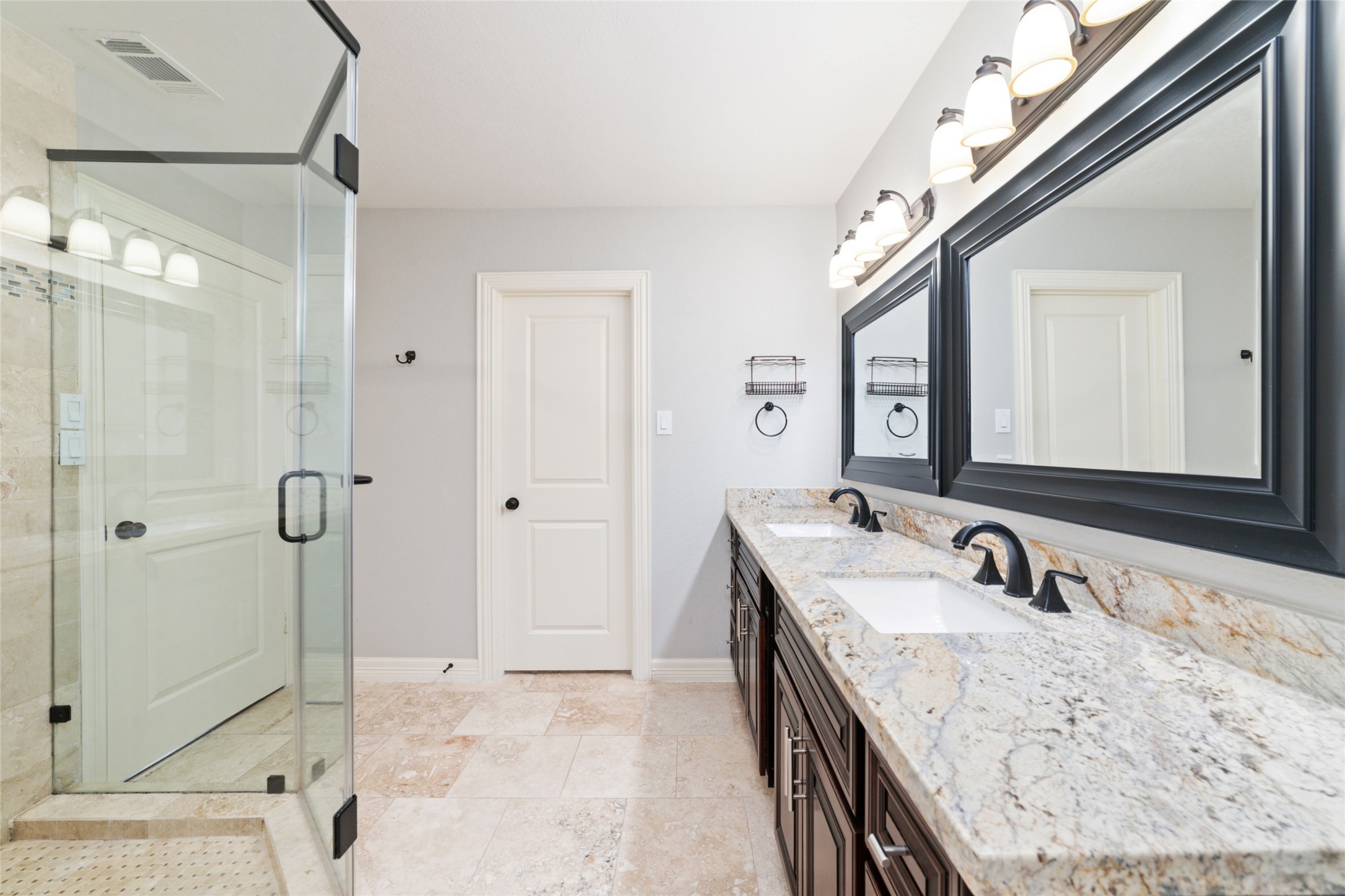 3815 April Lane Houston, TX 77092 - Photo 19 of 33 a bathroom with a granite countertop sink mirror and double
