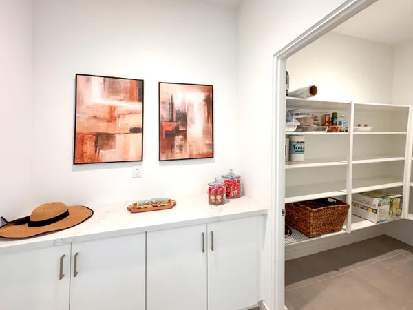 a room with a table and a chair