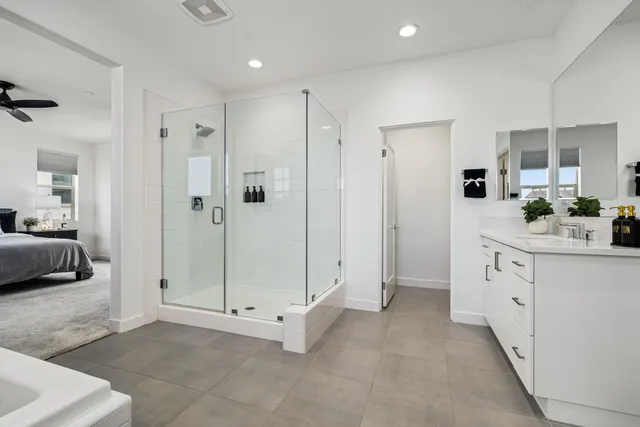 a view of an empty walk in closet