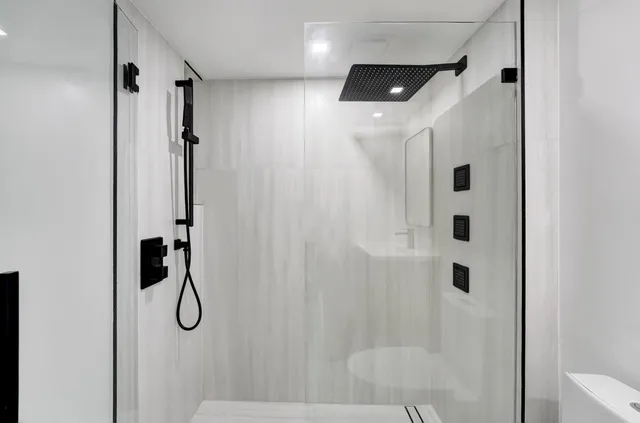 a bathroom with a shower