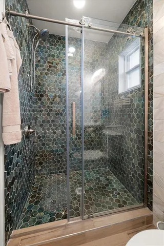 a bathroom with a shower