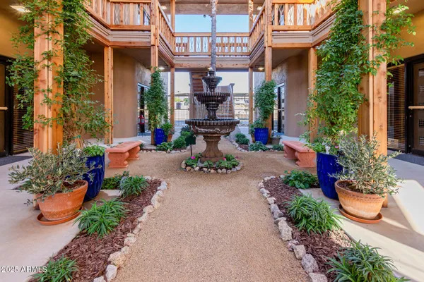 a front view of a house with patio
