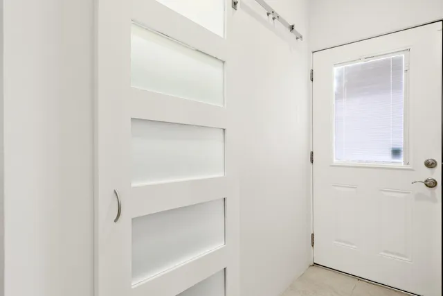a view of an empty walk in closet