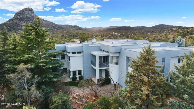 a view of a city with a mountain