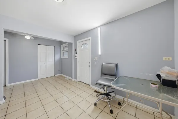 a view of a workspace with a couch
