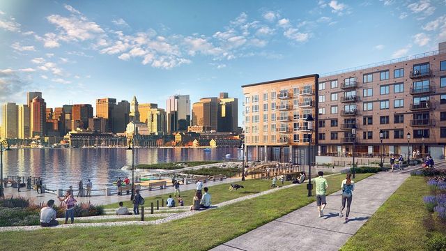 a building view with swimming pool and lake view