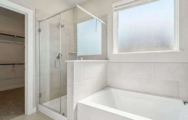 a bathroom with a bathtub