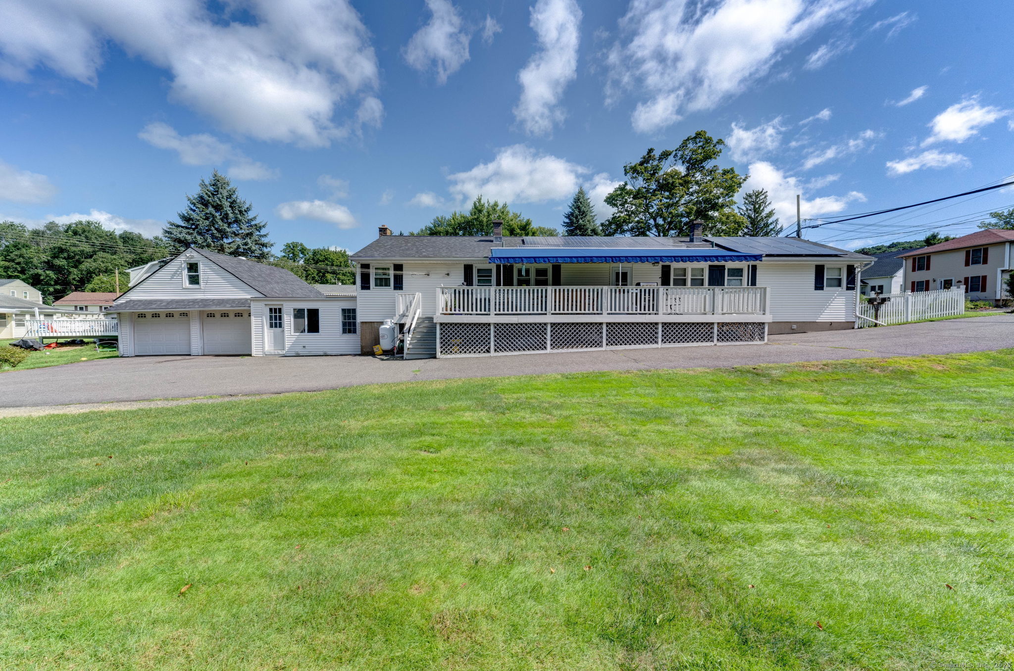 Two-car garage and good size workshop.