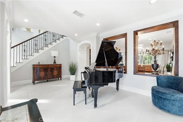 a living room with furniture
