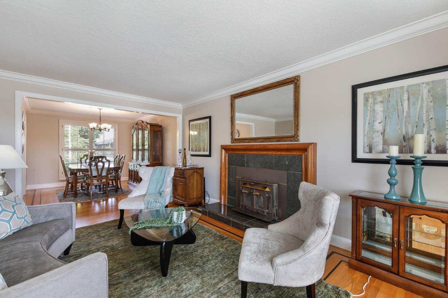 212 Helen Drive Millbrae, CA 94030 - Photo 4 of 24 a living room with furniture a window and a fireplace