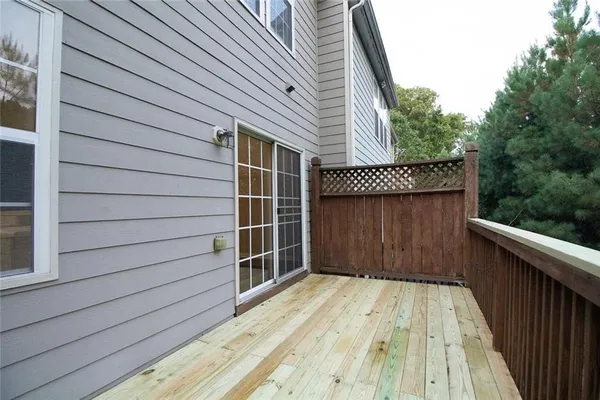 a view of wooden balcony