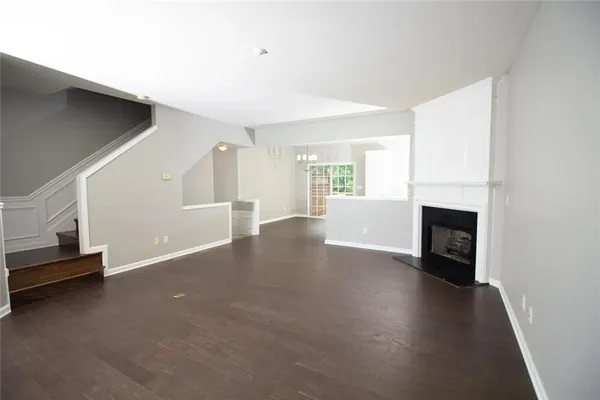 a view of a livingroom with a fireplace