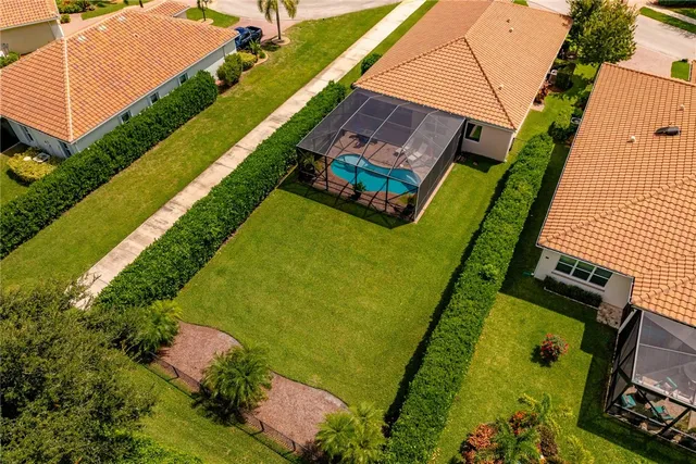 an aerial view of a house