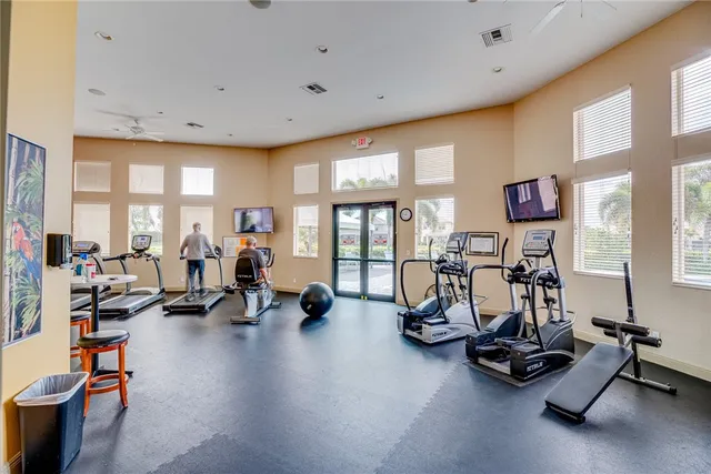 a view of a room with gym equipment