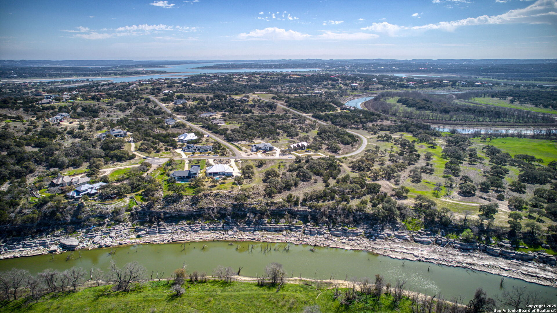 365 River Cliff Place Spring Branch, TX 78070 - Photo 47 of 48 an aerial view of residential building and lake