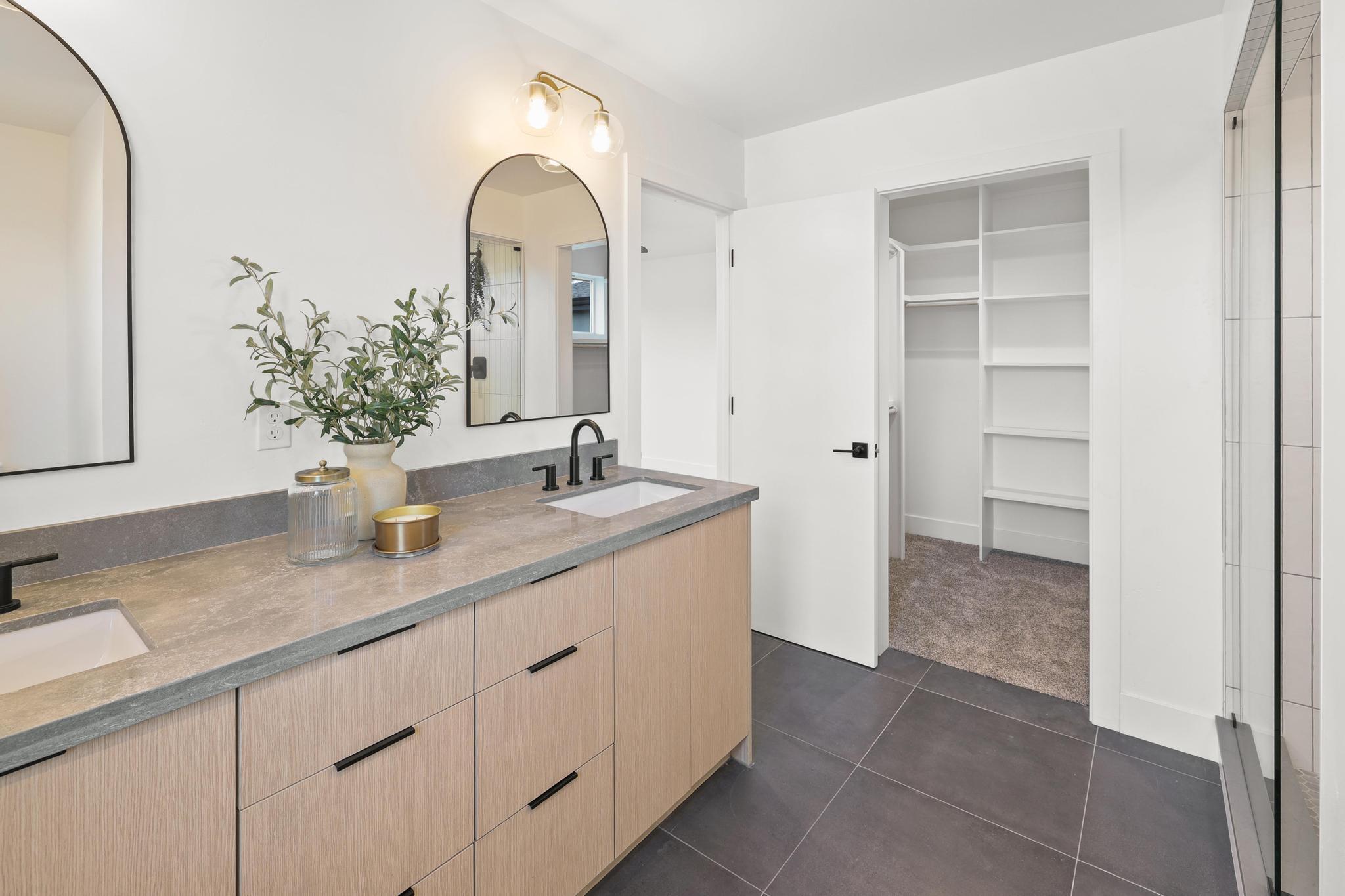 2450 Neighborly Way Redding, CA 96001 - Photo 26 of 48 a bathroom with a granite countertop sink and a mirror