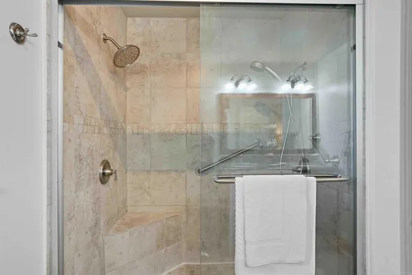 a bathroom with a shower