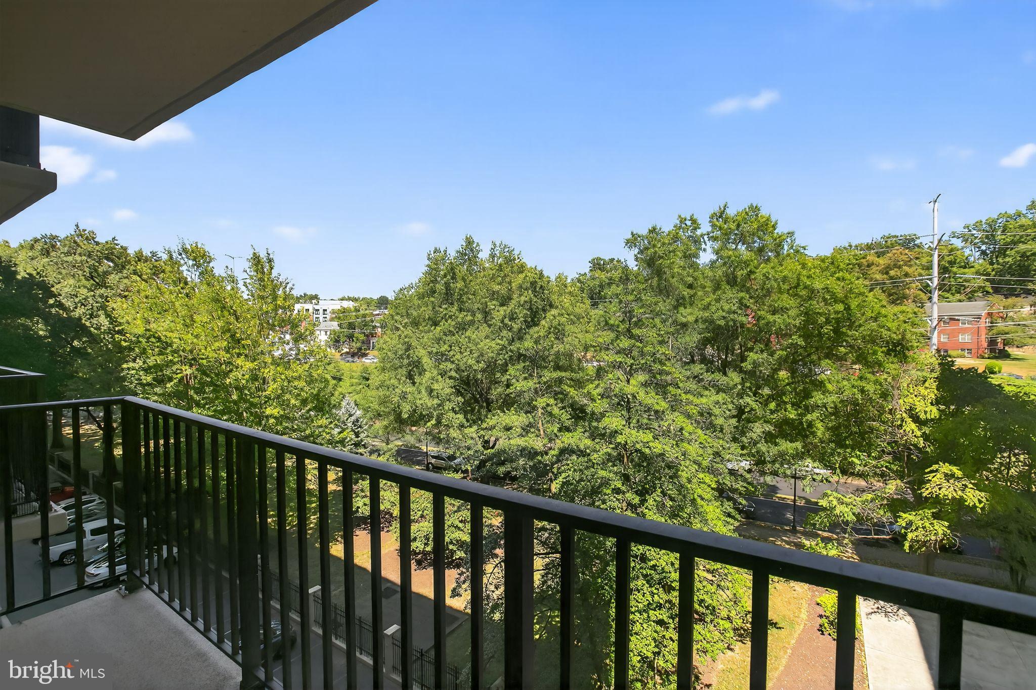 4600 South Four Mile Run Drive, Unit 421 Arlington, VA 22204 - Photo 17 of 17 Serene balcony view amidst lush greenery.