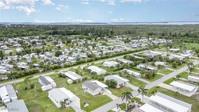an aerial view of a house with a outdoor space