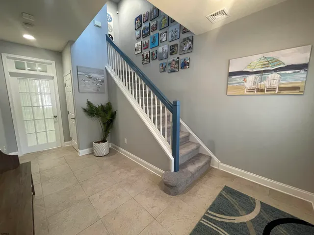 a view of entryway and workspace