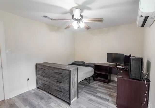 a workspace with furniture