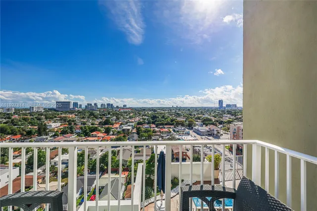 a view of a city from a balcony