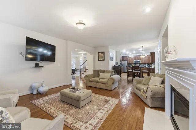 a living room with furniture couches and a fireplace