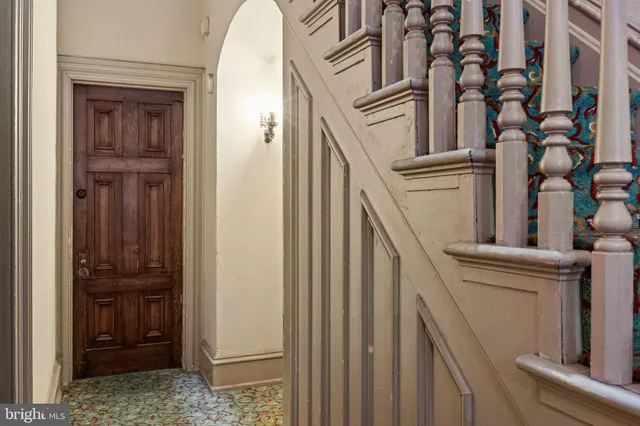 a view of an entryway with a fireplace