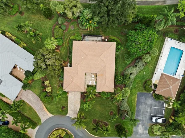 an aerial view of a house