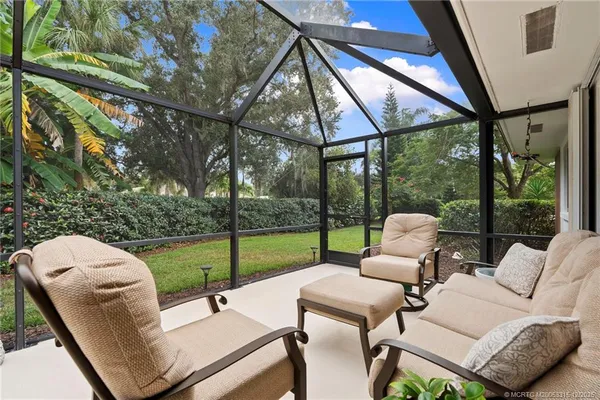 a view of a patio with yard