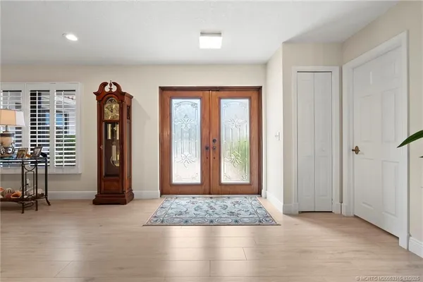 wooden floor and windows in a room