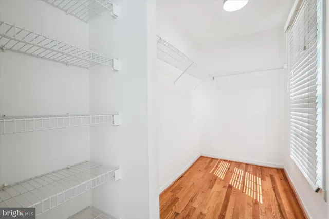 a view of small space with racks on the wall