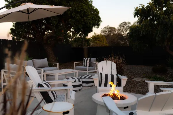 a view of outdoor space with seating area